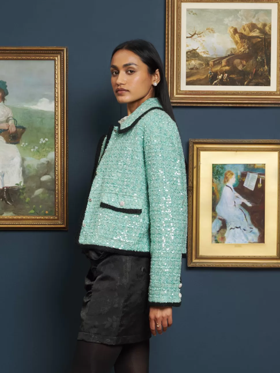 Jackets | Sister Jane Golden Age Tweed Jacket Turquoise Blue