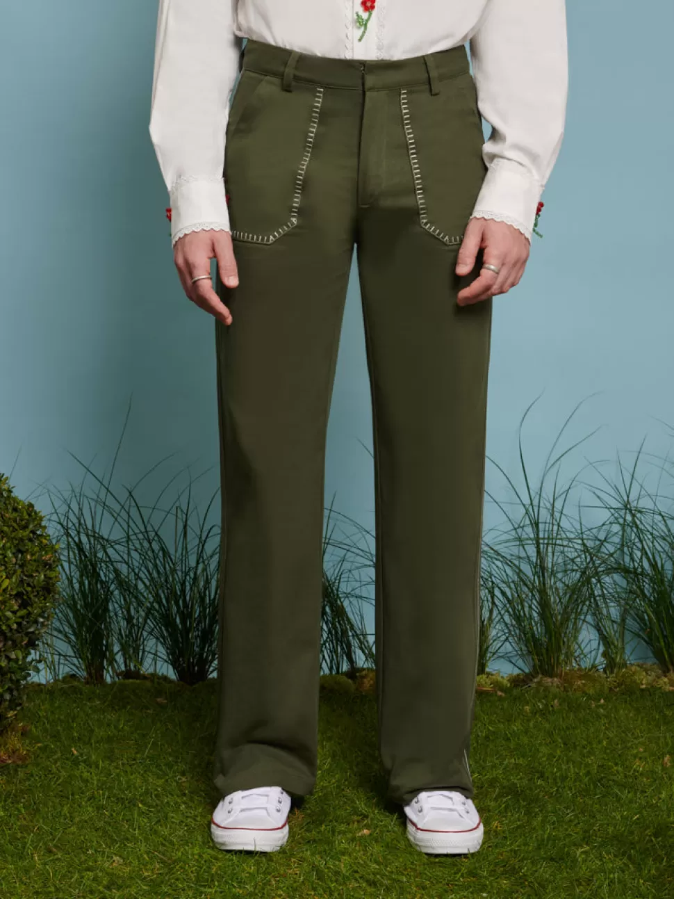 Trousers | Sister Jane Gordon Embroidered Trousers Khaki Green