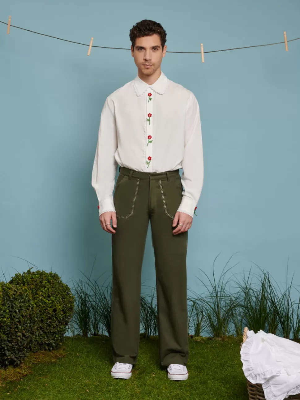 Trousers | Sister Jane Gordon Embroidered Trousers Khaki Green