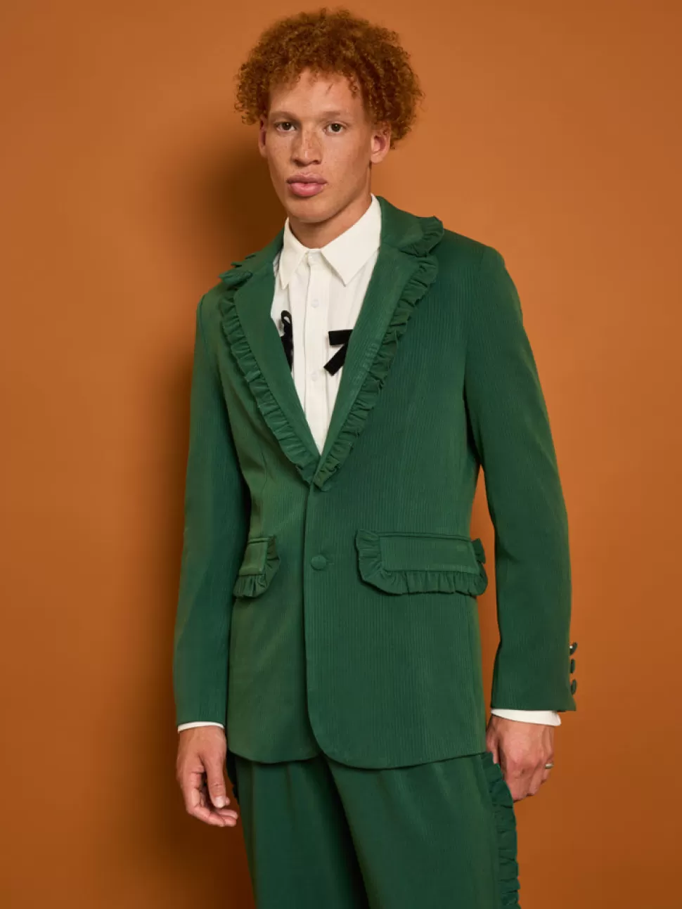 Jackets | Sister Jane Granger Ruffle Blazer Black Forest Green
