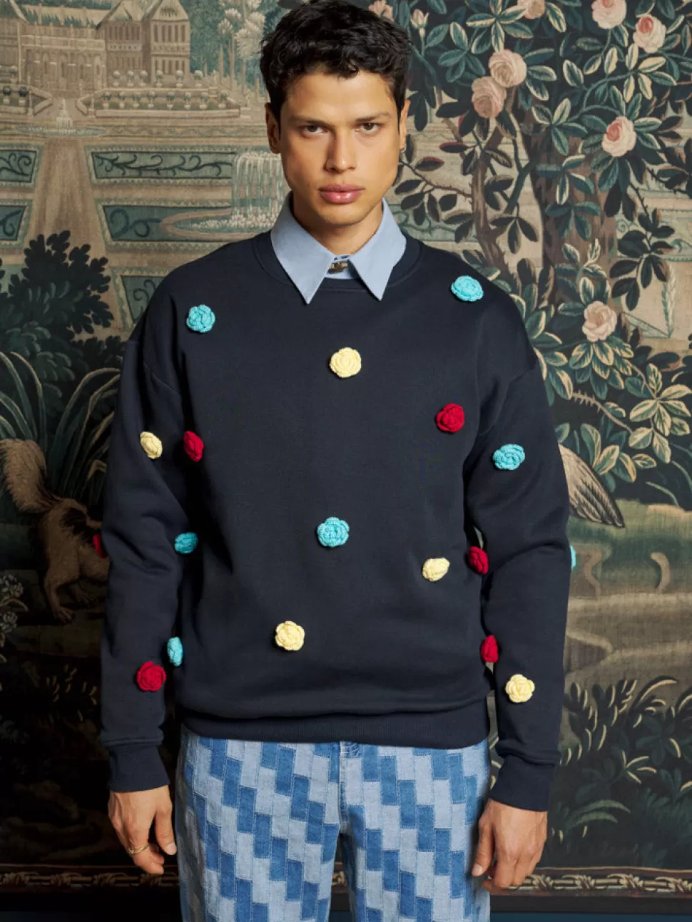 Shirts | Sister Jane Henry Rose Sweatshirt Navy Blue