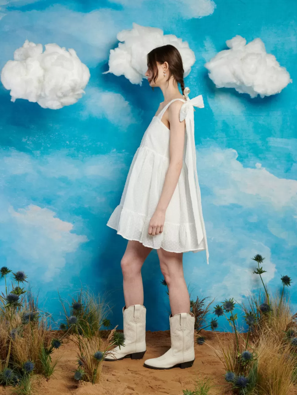 Dresses | Sister Jane Horseback Bow Mini Dress Pearl White