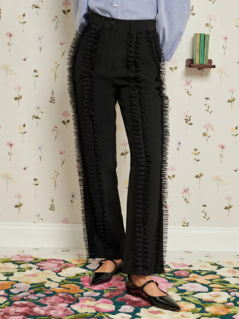 Bottoms | Sister Jane Inherit Ruffle Trousers Ebony Black