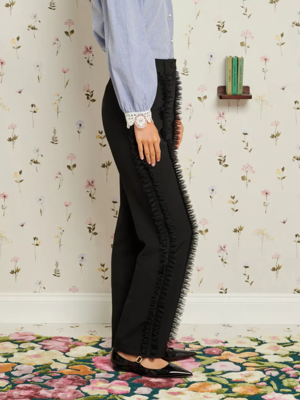Bottoms | Sister Jane Inherit Ruffle Trousers Ebony Black