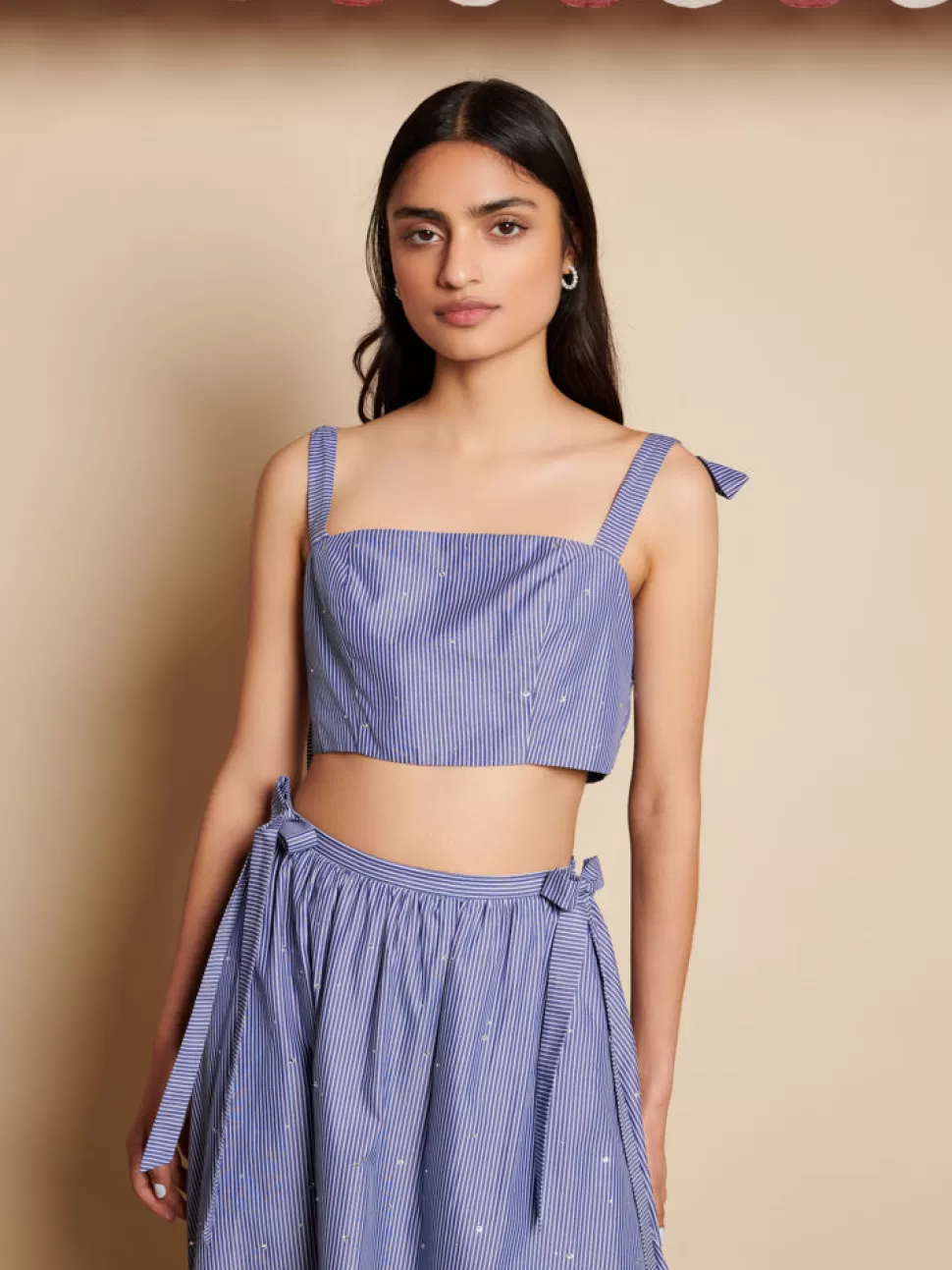 Tops | Sister Jane Ivy Stripe Crop Top Navy Blue