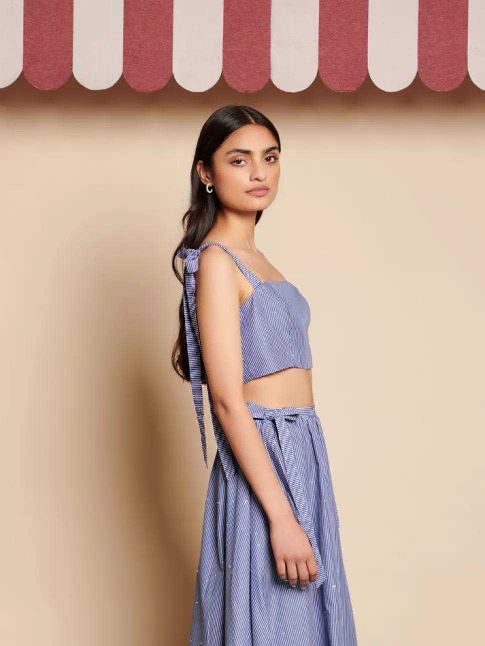 Tops | Sister Jane Ivy Stripe Crop Top Navy Blue