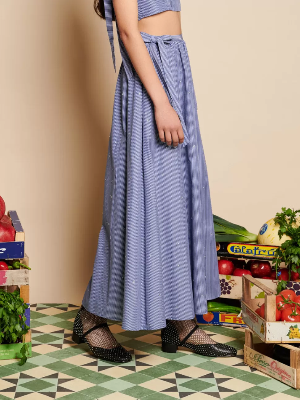Bottoms | Sister Jane Ivy Stripe Midi Skirt Navy Blue