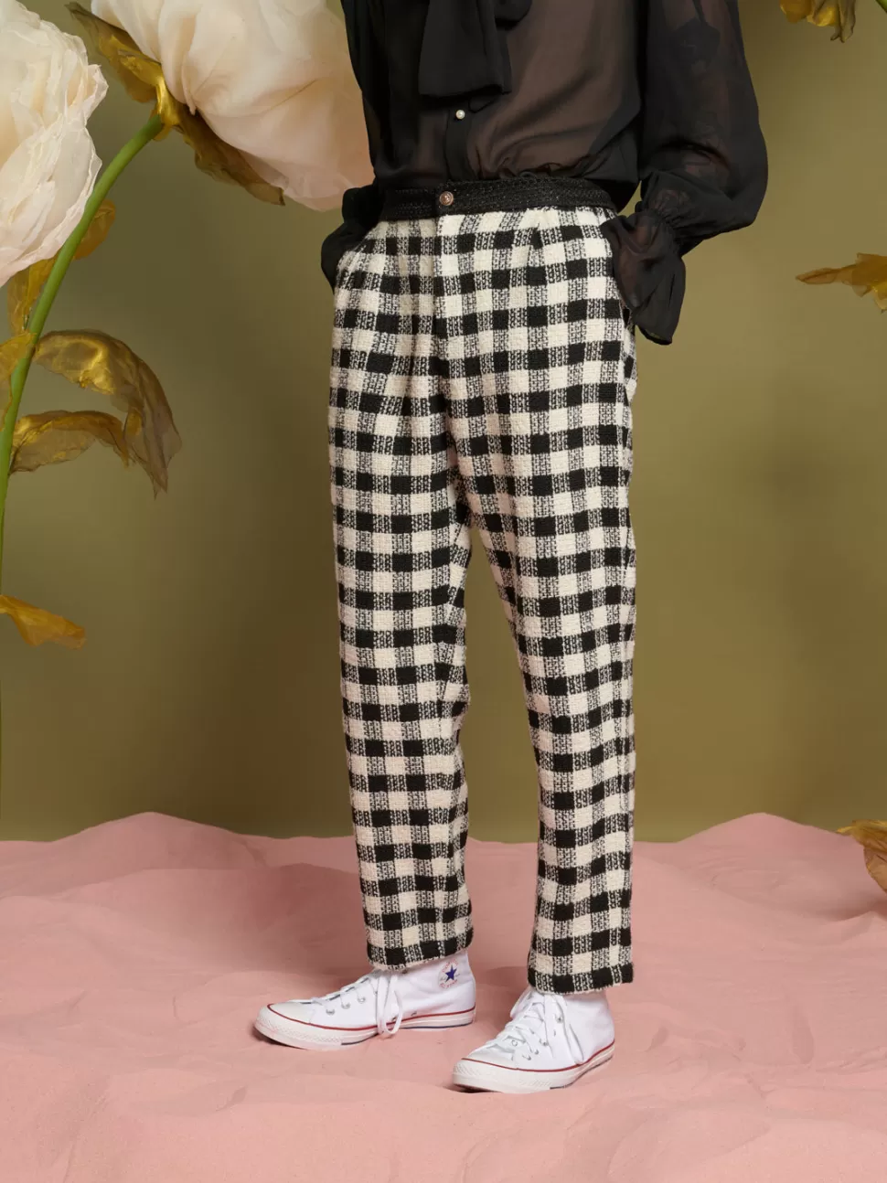 Trousers | Sister Jane Jamie Check Tweed Trousers Black and White