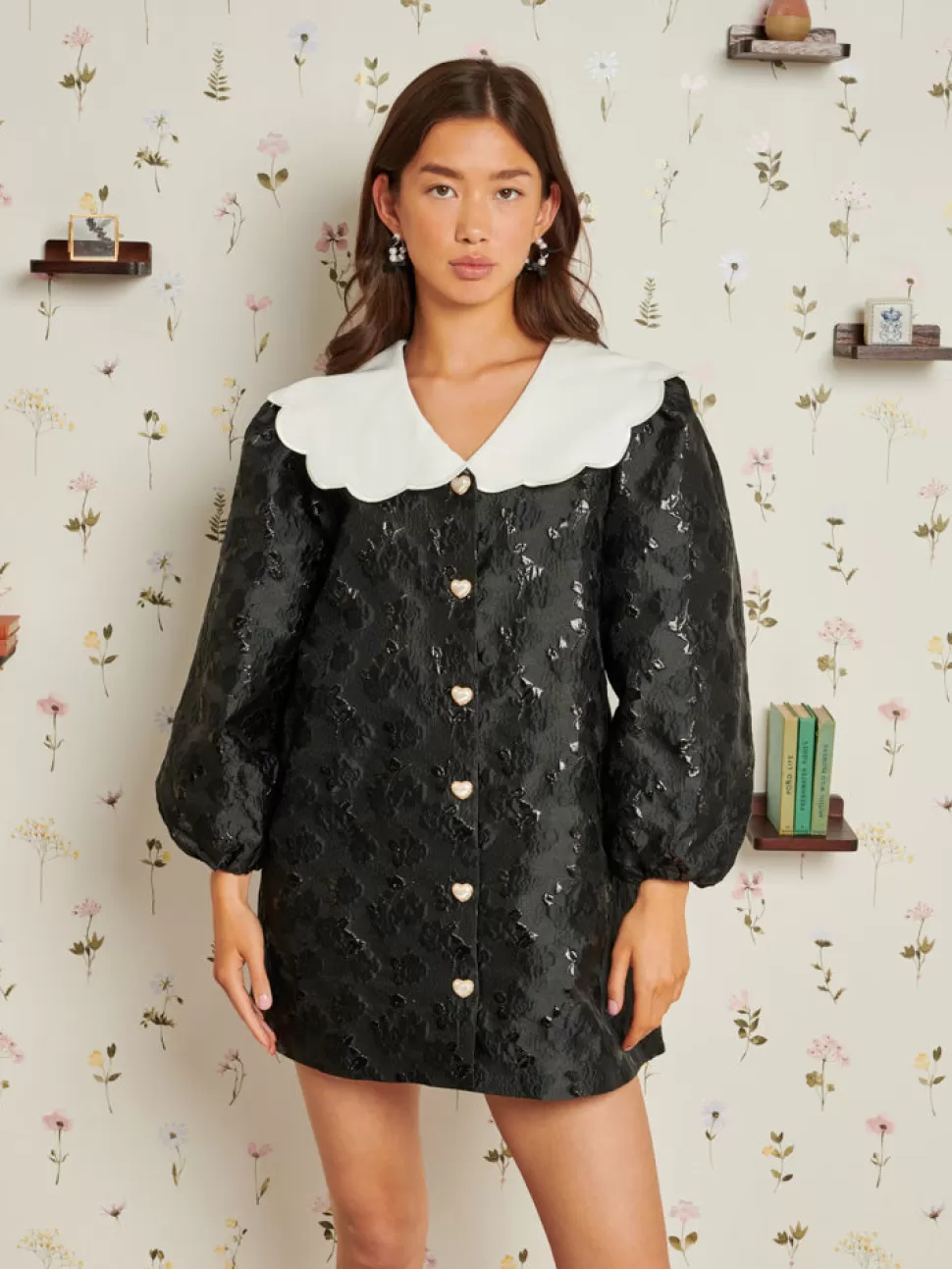 Dresses | Sister Jane Julia Jacquard Mini Dress Coal Black