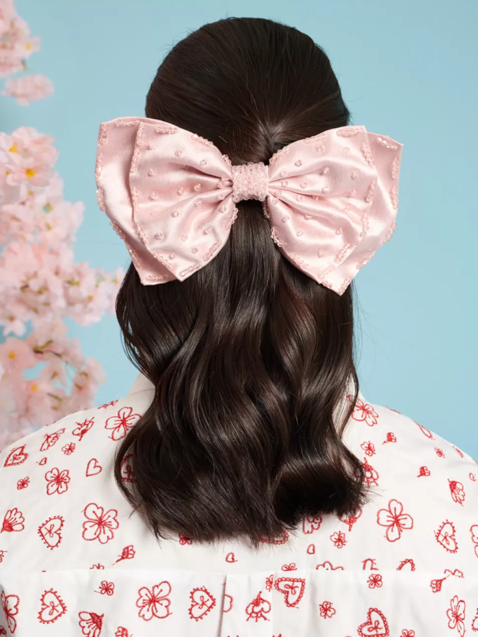 Accessories | Sister Jane Kanzan Beaded Hair Bow Nude Pink