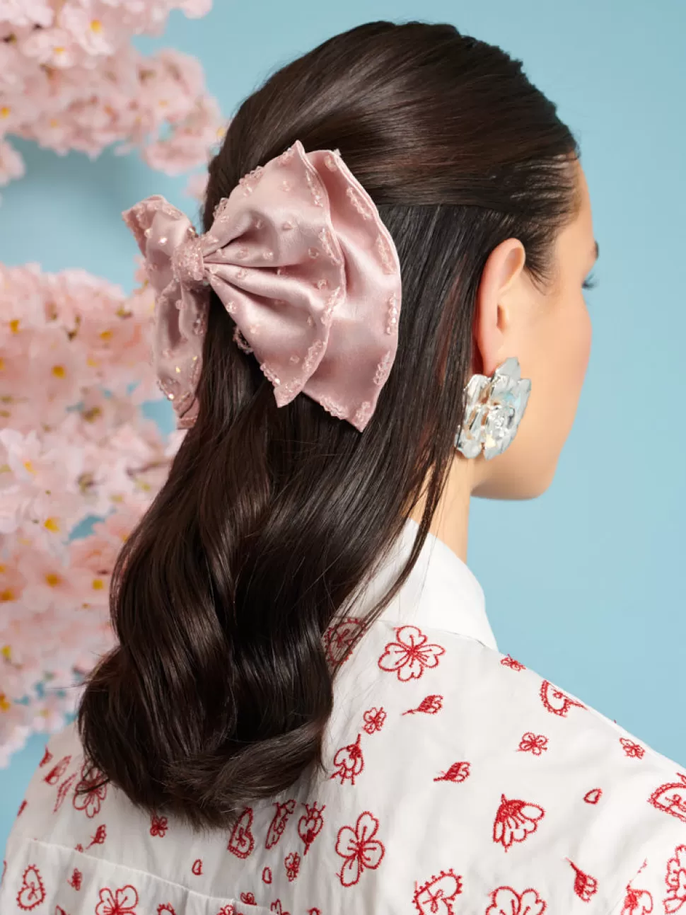 Accessories | Sister Jane Kanzan Beaded Hair Bow Nude Pink