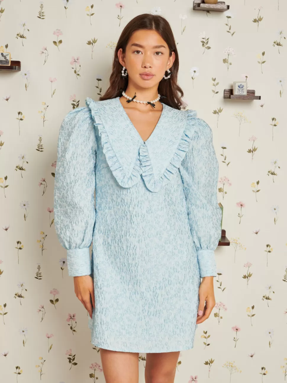 Dresses | Sister Jane Keepsake Jacquard Mini Dress Pastel Blue
