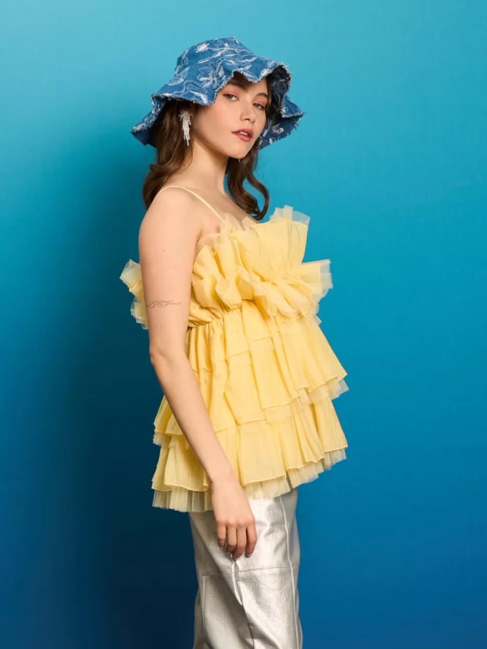 Tops | Sister Jane Koi Ruffle Cami Top Pale Yellow