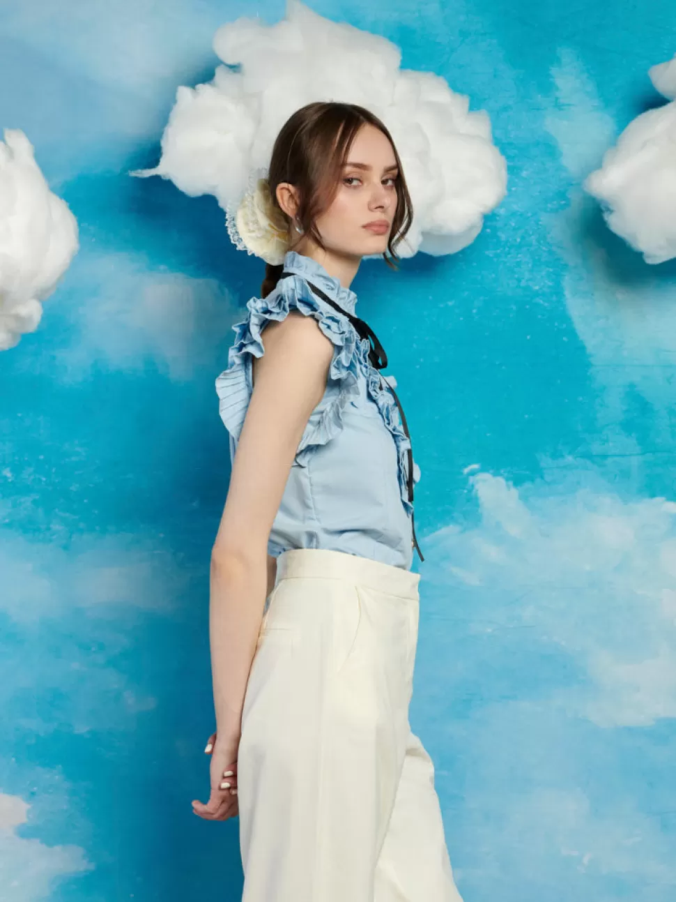 Tops | Sister Jane Lasso Pleat Blouse Baby Blue