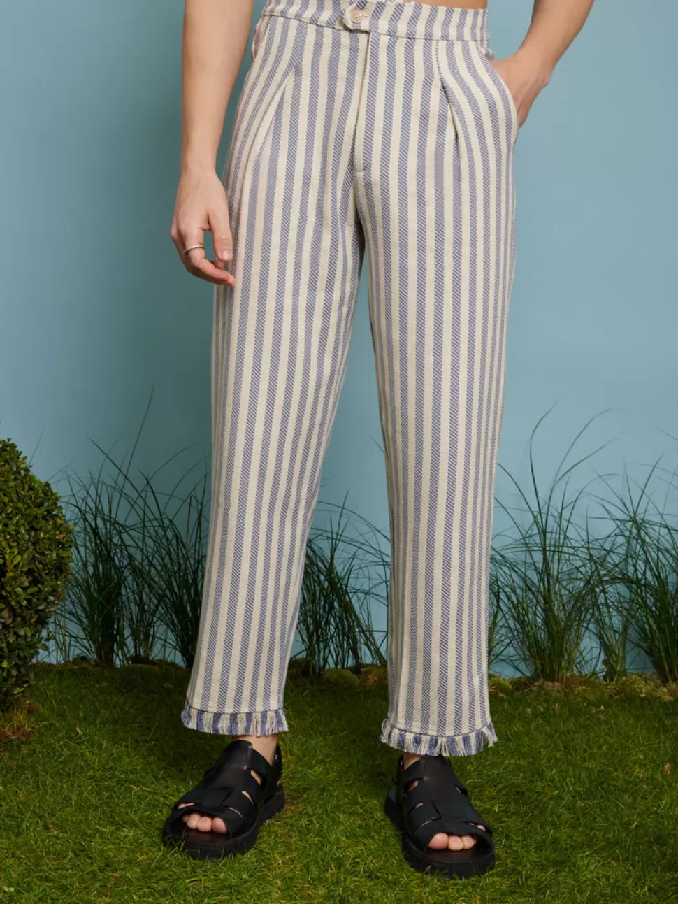 Trousers | Sister Jane Layne Fray Stripe Trousers Pale Blue