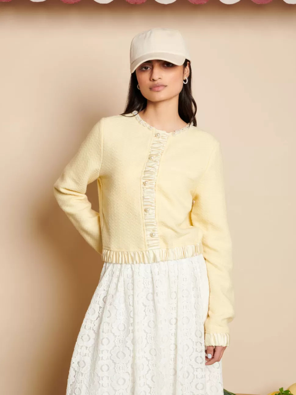Jackets | Sister Jane Lemonade Boucle Cardigan Pale Yellow