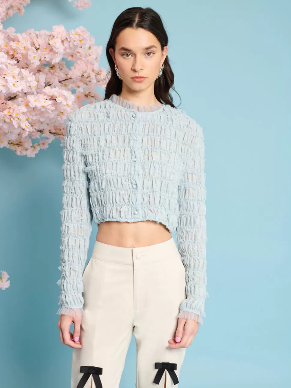 Tops | Sister Jane Lilith Shirring Top Baby Blue