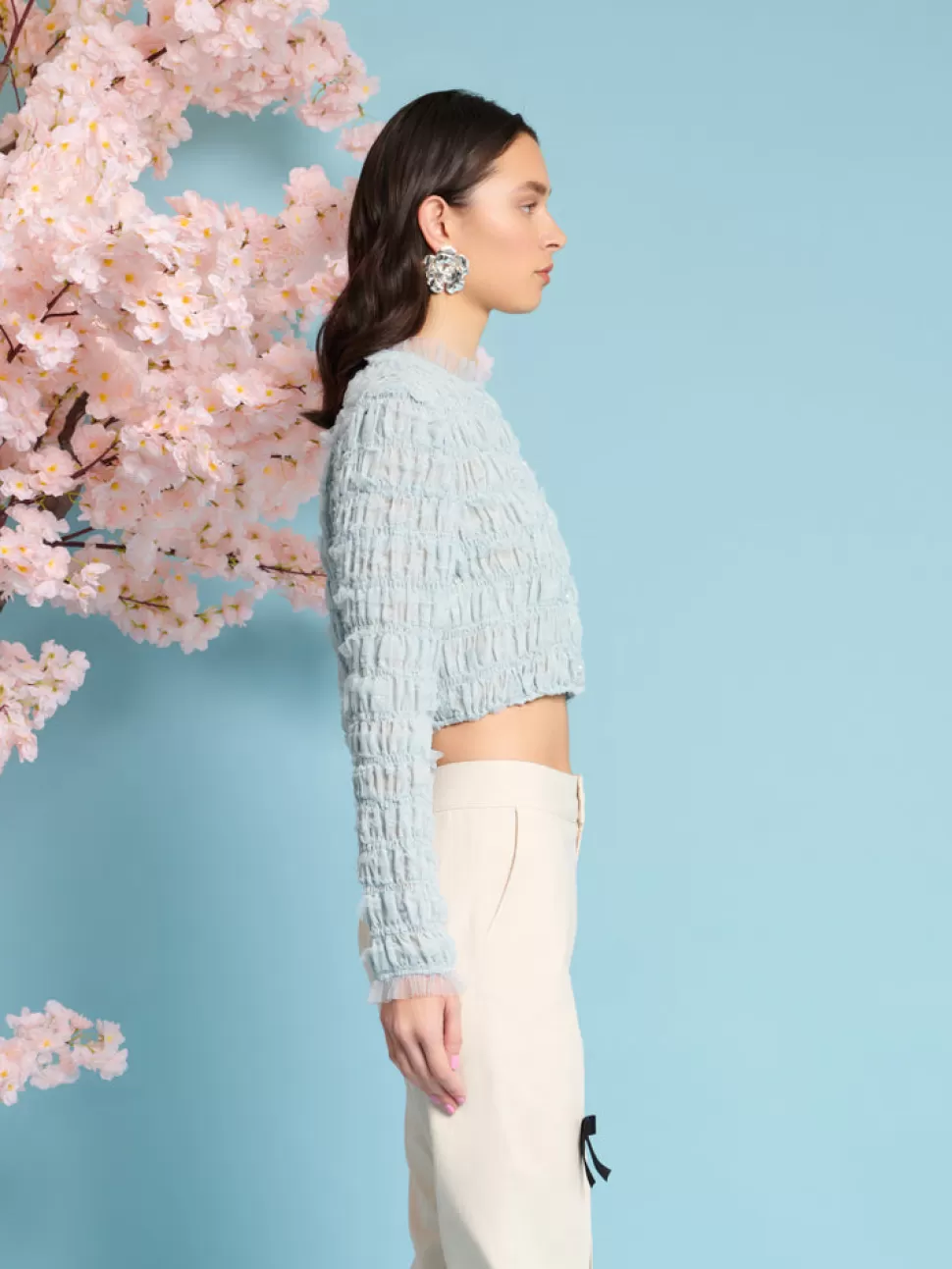 Tops | Sister Jane Lilith Shirring Top Baby Blue