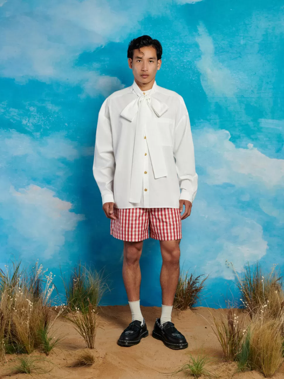 Shirts | Sister Jane Lincoln Neck Tie Shirt Pearled White