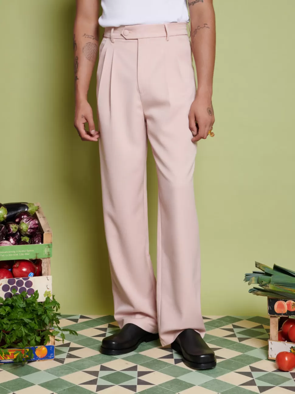 Trousers | Sister Jane Lionel High Waisted Trousers Dusty Pink