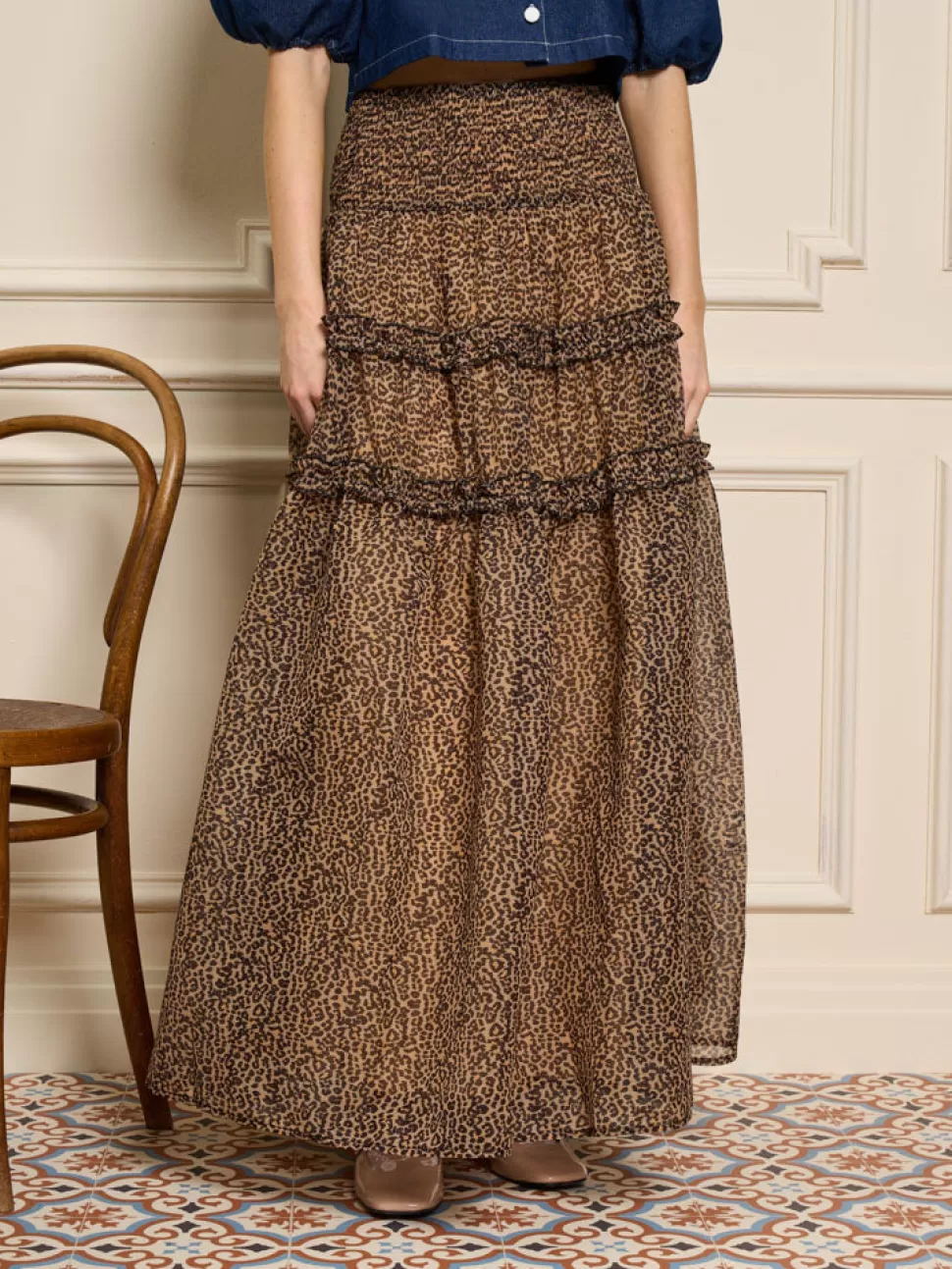 Bottoms | Sister Jane Lisette Organza Midi Skirt Leopard
