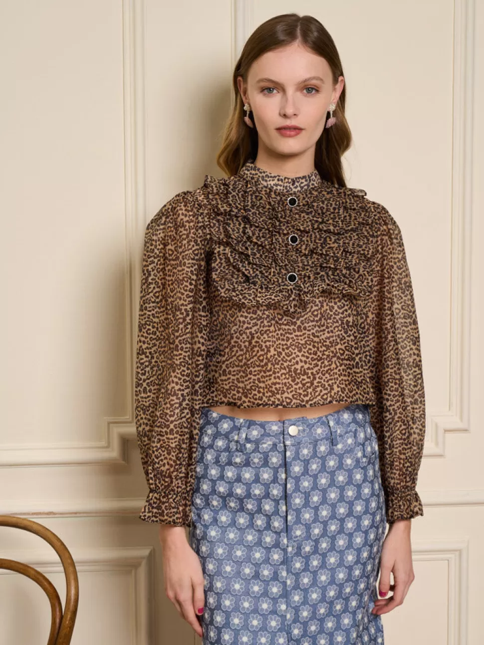Tops | Sister Jane Lisette Organza Ruffle Blouse Leopard