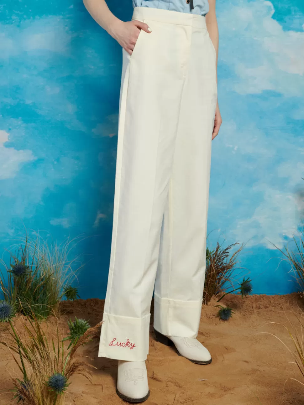Bottoms | Sister Jane Lucky Embroidered Trousers Pearled Ivory