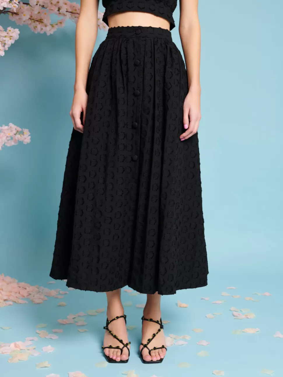 Bottoms | Sister Jane Mara Jacquard Midi Skirt Coal Black