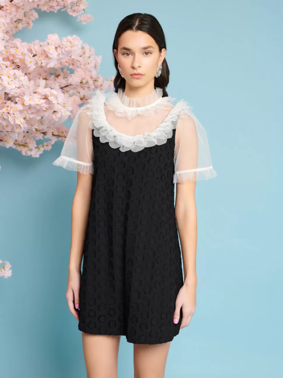 Dresses | Sister Jane Mara Jacquard Mini Dress Coal Black