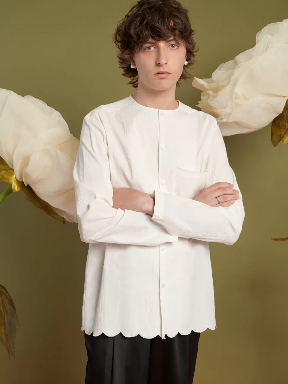 Shirts | Sister Jane Marco Scallop Hem Shirt Ivory