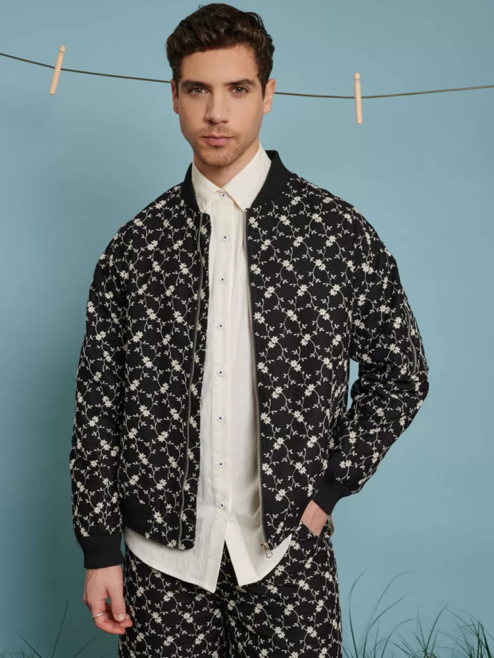 Jackets | Sister Jane Milo Floral Denim Bomber Jacket Black Floral Embroidered