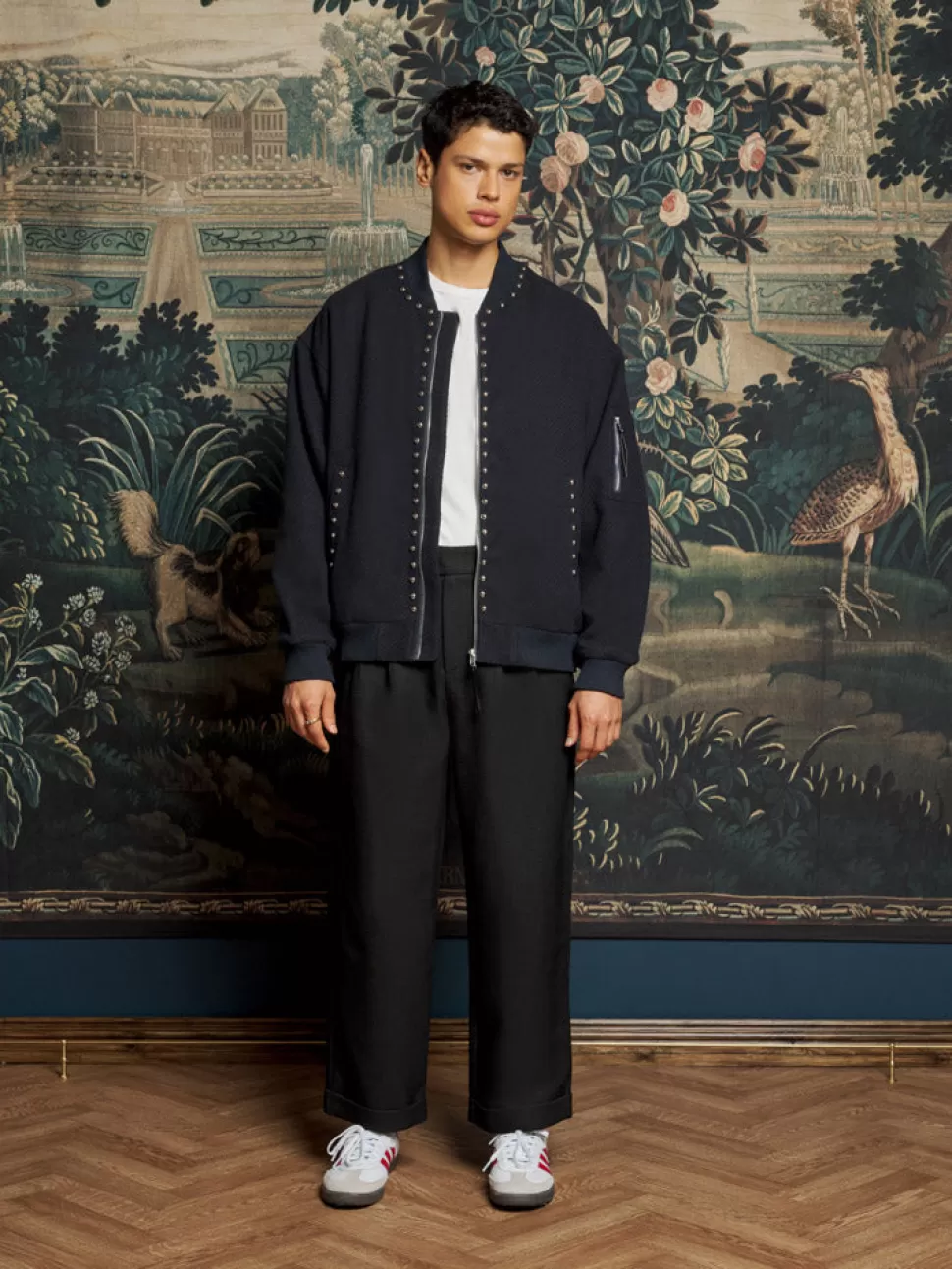 Jackets | Sister Jane Milo Studded Bomber Jacket Navy Blue