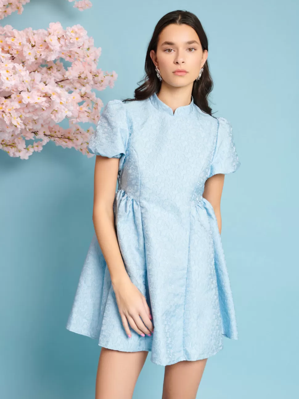Dresses | Sister Jane Nara Jacquard Mini Dress Pastel Blue