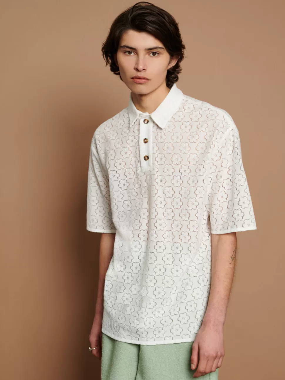 Shirts | Sister Jane Neptune Lace Polo Shirt Ivory Cream