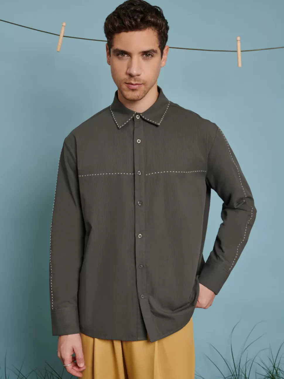 Shirts | Sister Jane Norma Stitch Detail Shirt Military Green