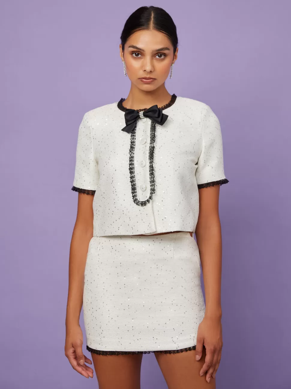Bottoms | Sister Jane Odette Sequin Tweed Skirt Cream
