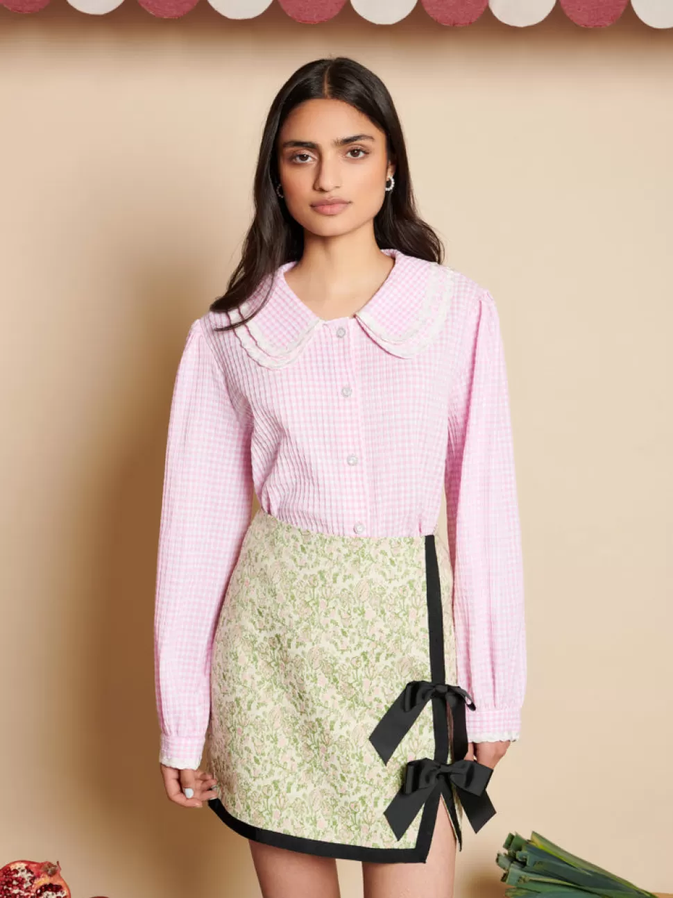 Tops | Sister Jane Olive Gingham Blouse Gingham Pink