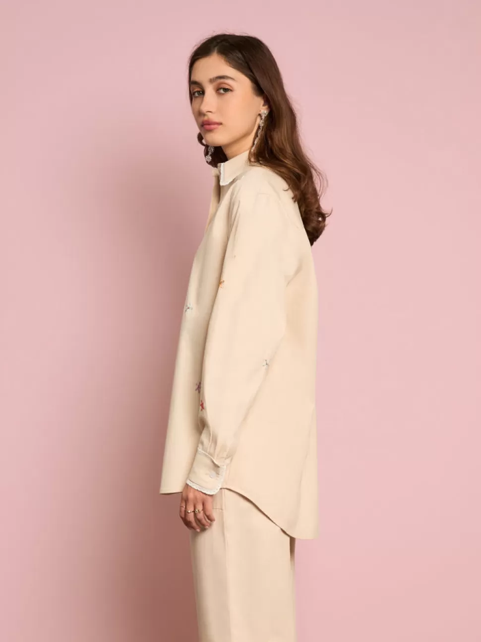 Tops | Sister Jane Primrose Embroidered Shirt Gardenia Cream