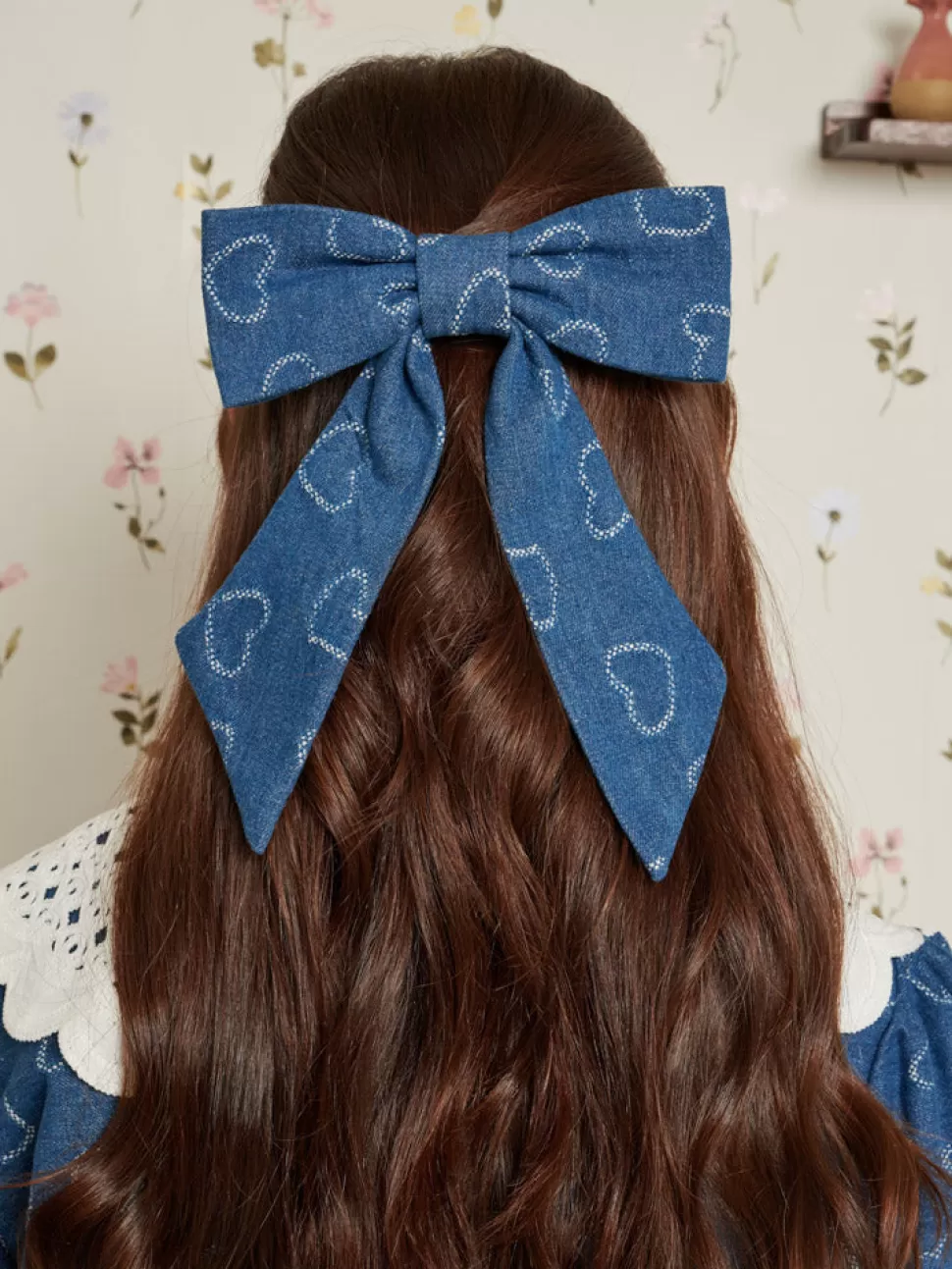 Accessories | Sister Jane Prize Heart Hair Bow Indigo Blue