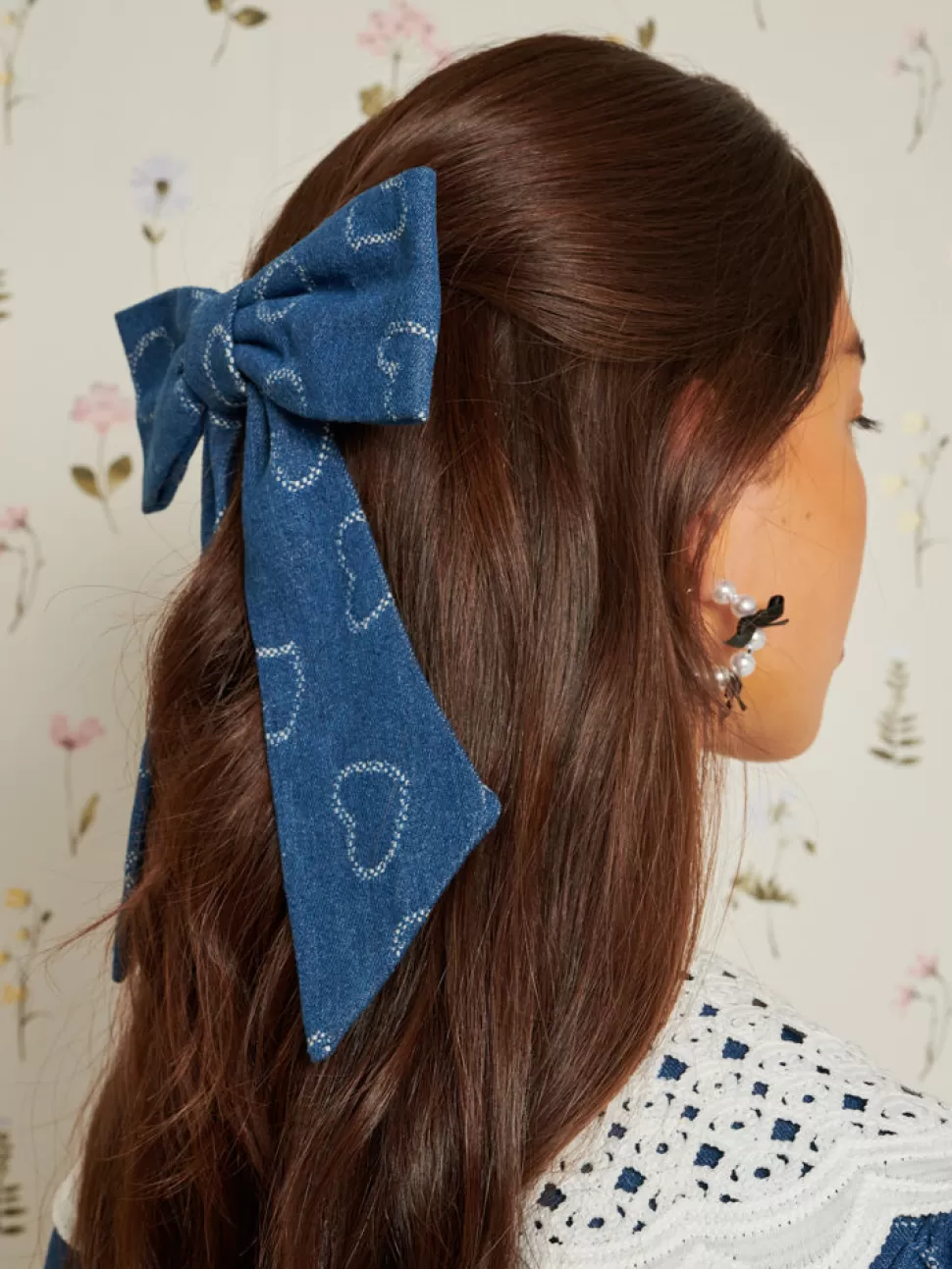 Accessories | Sister Jane Prize Heart Hair Bow Indigo Blue