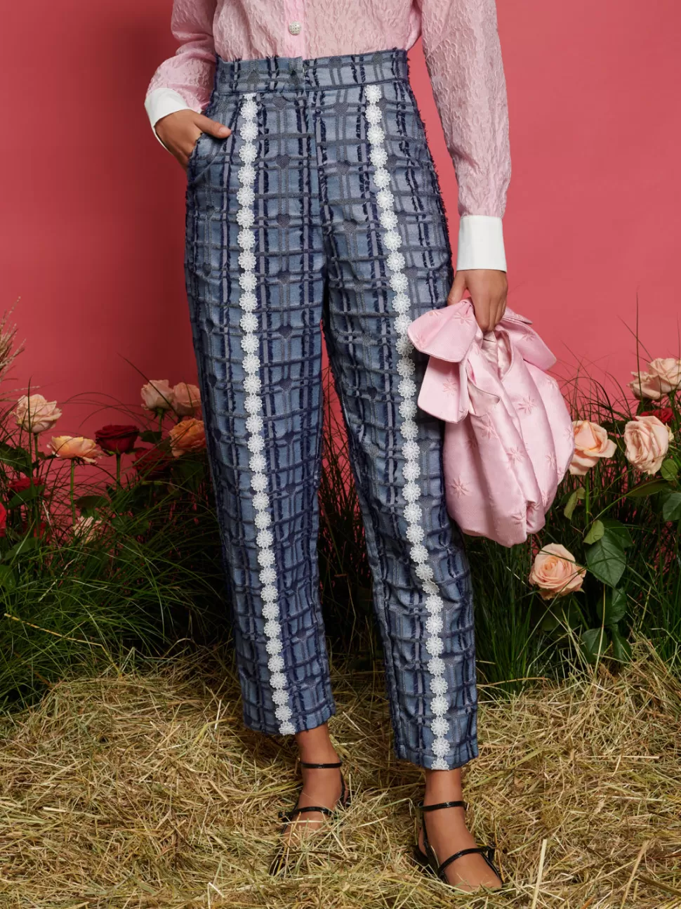 Bottoms | Sister Jane Rodeo Daisy Trimmed Trousers Indigo Blue