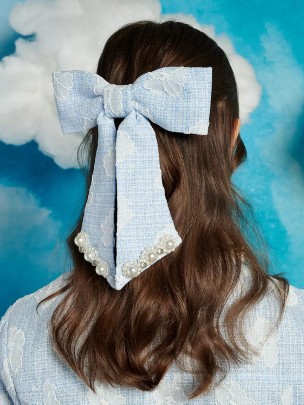 Accessories | Sister Jane Rodeo Tweed Hair Bow Pastel Blue