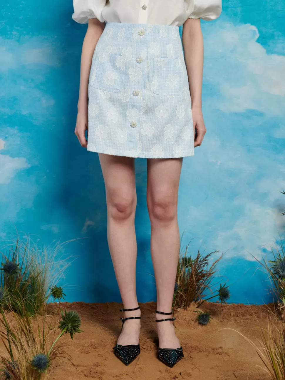 Bottoms | Sister Jane Rodeo Tweed Mini Skirt Pastel Blue