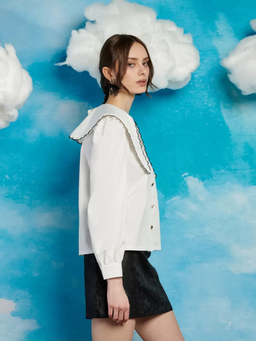 Tops | Sister Jane Saloon Scallop Blouse Pearl White