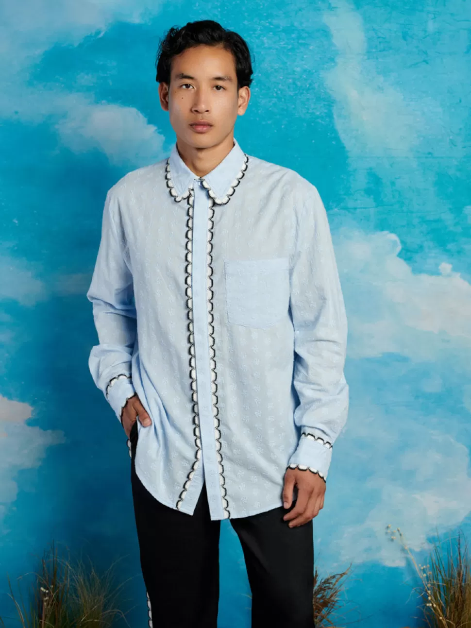 Shirts | Sister Jane Saloon Scallop Shirt Baby Blue