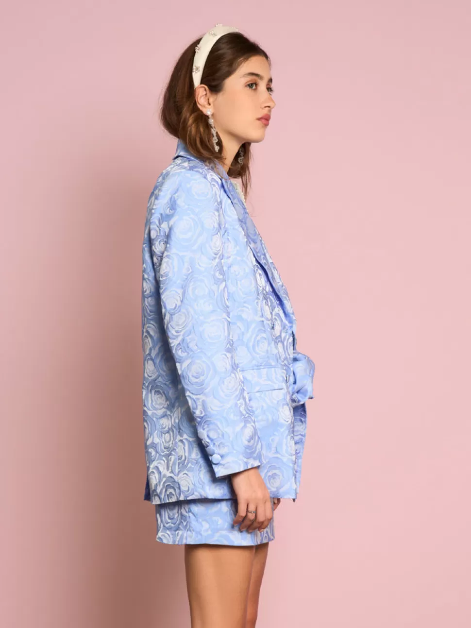 Jackets | Sister Jane Sapphire Rose Jacquard Blazer Teapot Blue