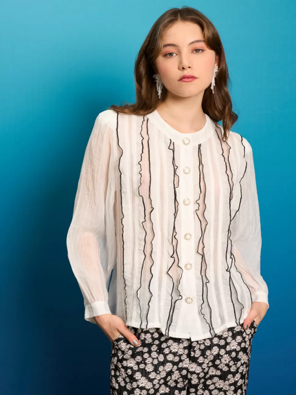 Tops | Sister Jane Shell Fan Blouse White