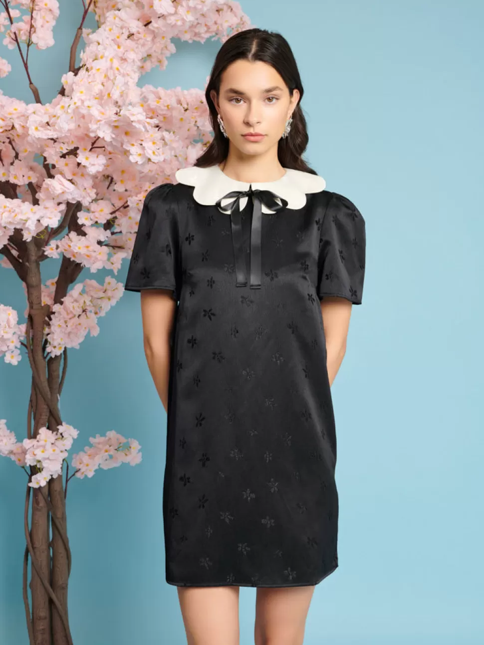 Dresses | Sister Jane Songbird Jacquard Mini Dress Coal Black