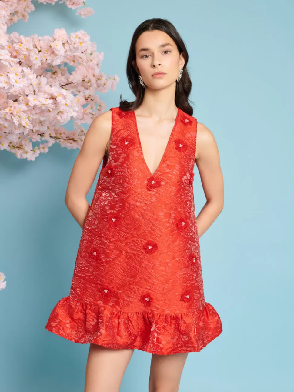 Dresses | Sister Jane Sweet Cherry Jacquard Dress Carmine Red