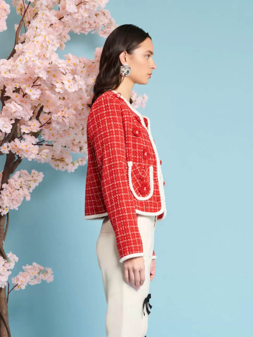 Jackets | Sister Jane Sweet Cherry Tweed Jacket Carmine Red
